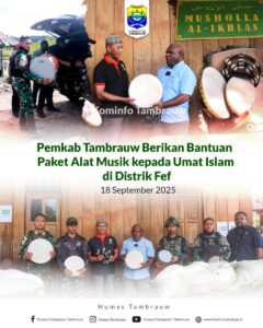 WAKIL BUPATI TAMBRAUW MEMBERIKAN BANTAUN PERALATAN MUSIK UNTUK UMAT MUSLIM